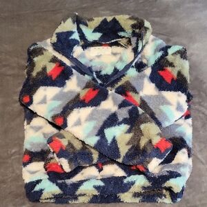 Aero Cropped Half Zip Multicolor Patterned Sweater